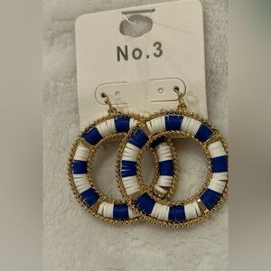 Gold and Blue Hoop Earrings